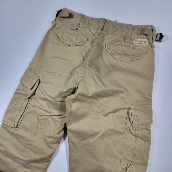 Abercrombie Fitch Men's Twill 6 Pocket AF Cargo Pant Button Fly Beige Size 28x31 - Picture 9 of 12